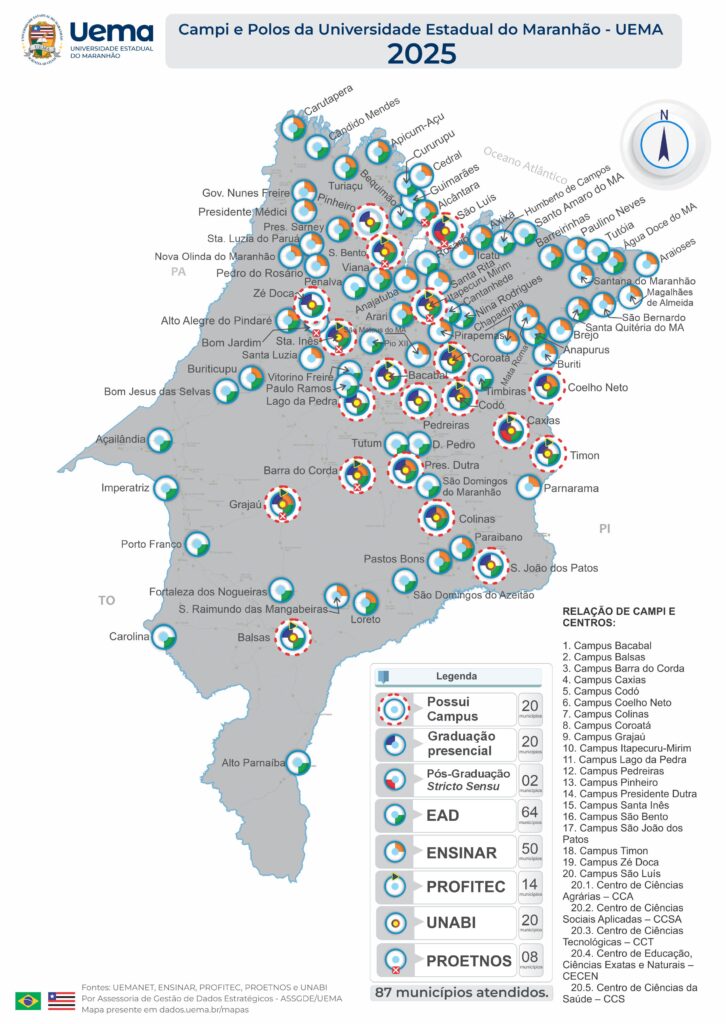 2025 Mapa Distibuicao Uema Polos E Campi