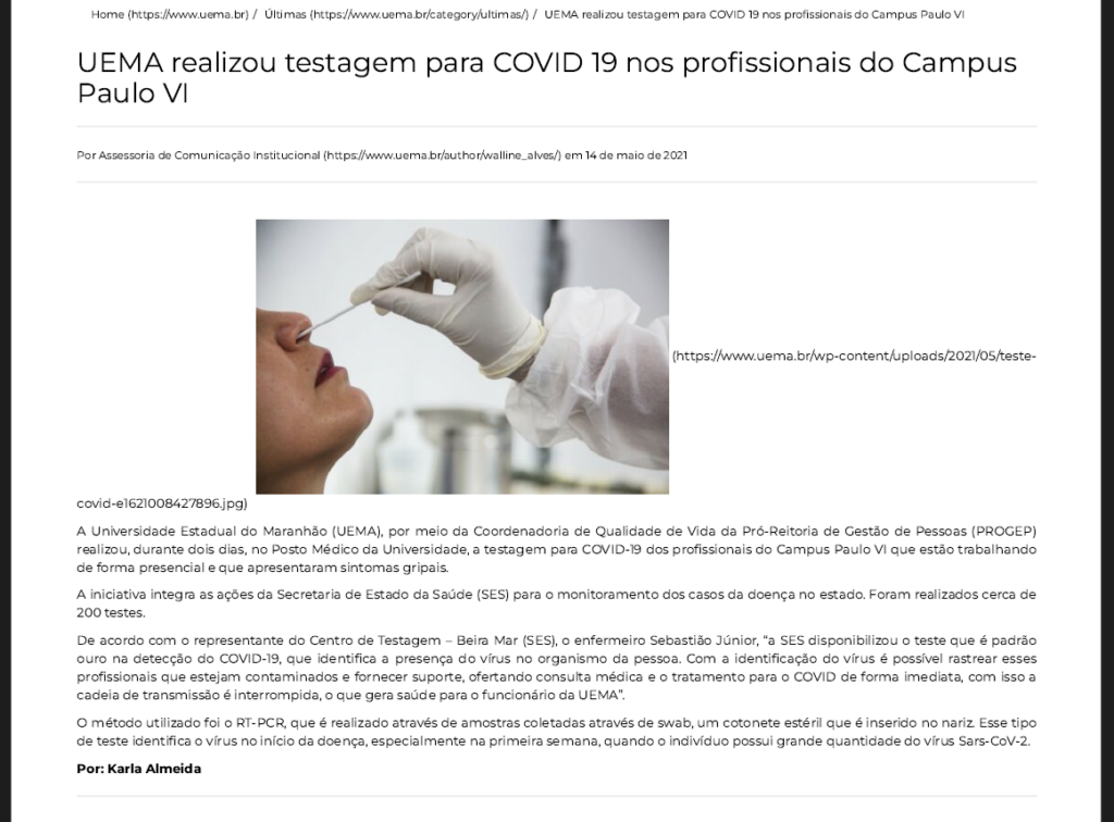 Noticia Pandemia Uema