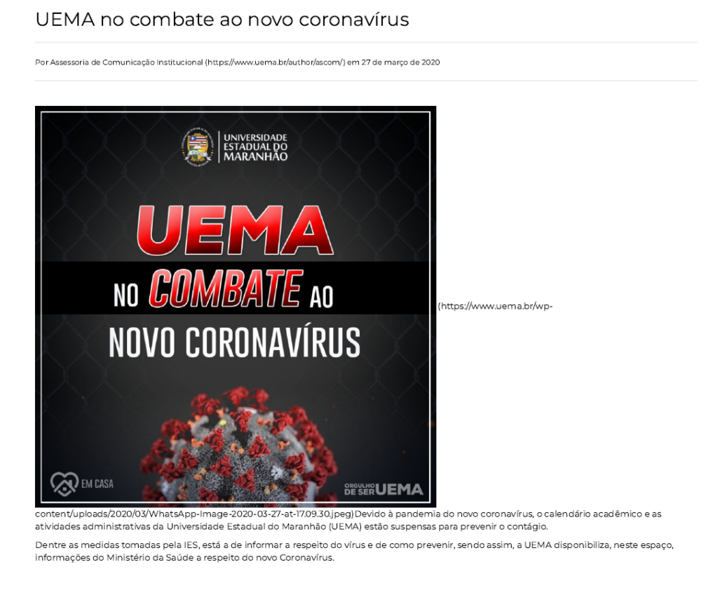 Noticia Pandemia Uema
