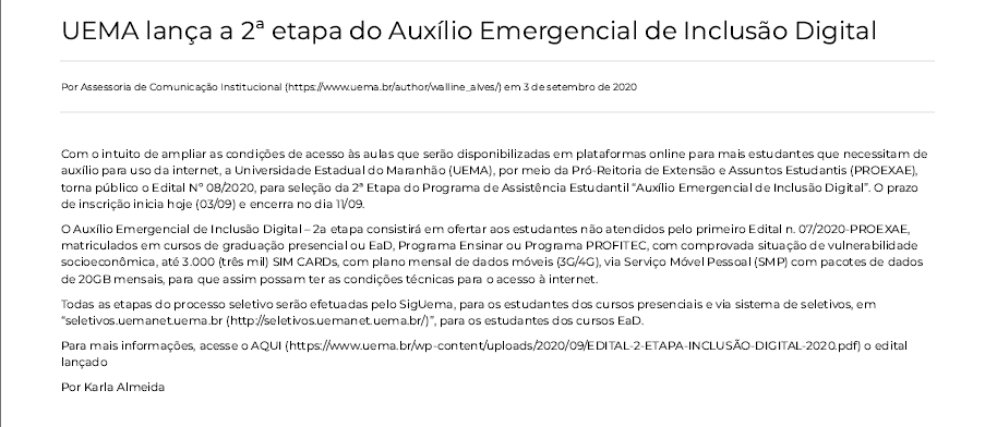 Noticia Pandemia Uema