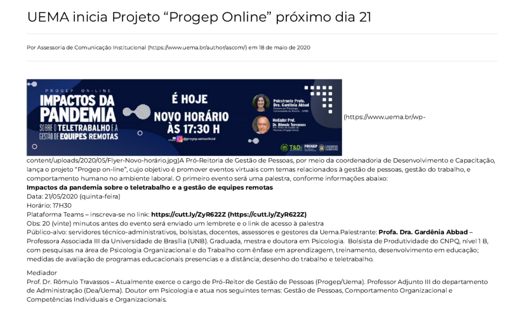 Noticia Pandemia Uema