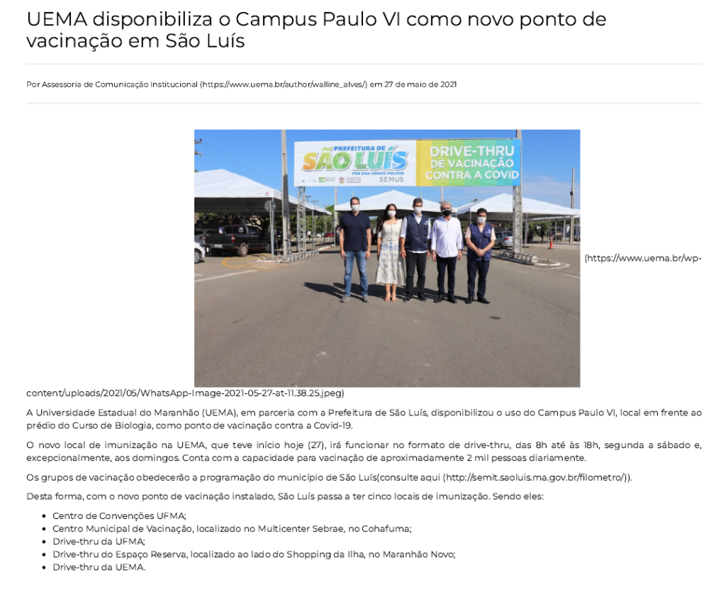 Noticia Pandemia Uema