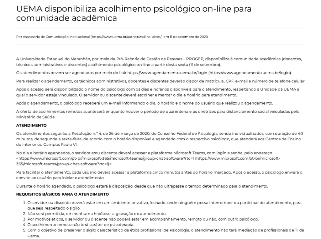 Noticia Pandemia Uema