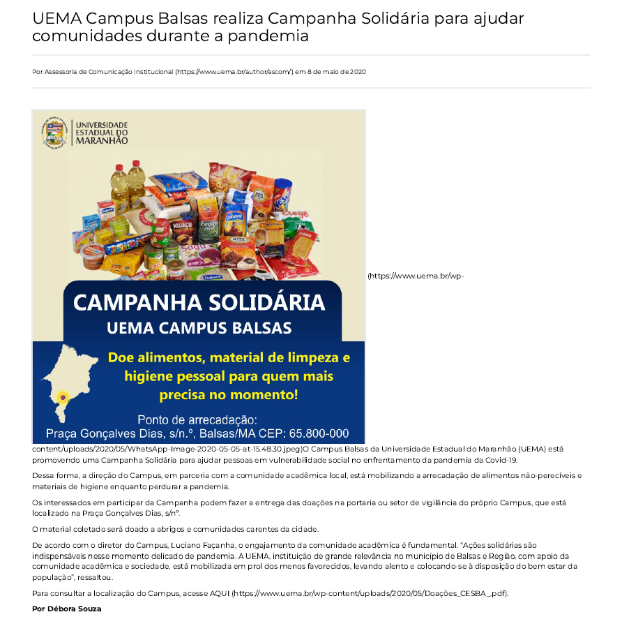 Noticia Pandemia Uema