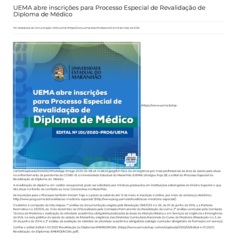 Noticia Pandemia Uema