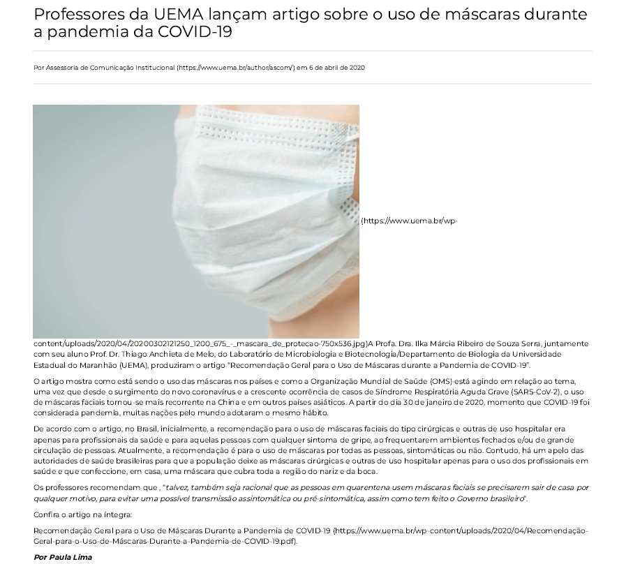 Noticia Pandemia Uema