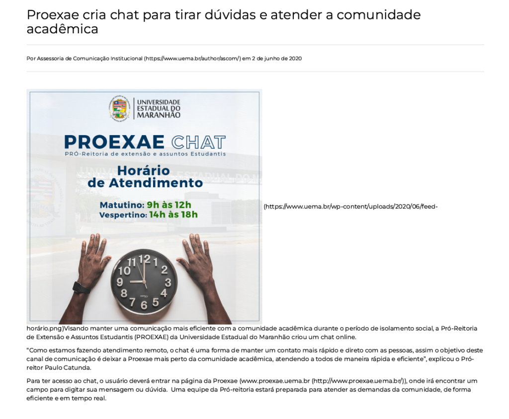 Noticia Pandemia Uema