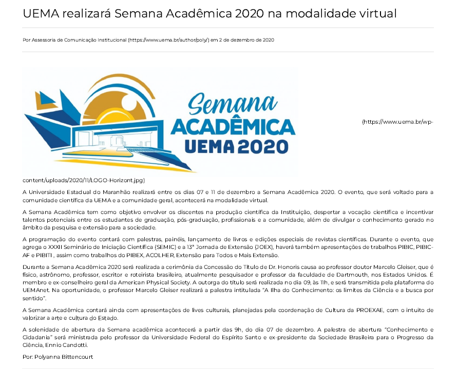 Noticia Pandemia Uema