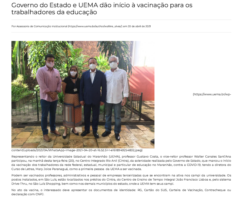 Noticia Pandemia Uema
