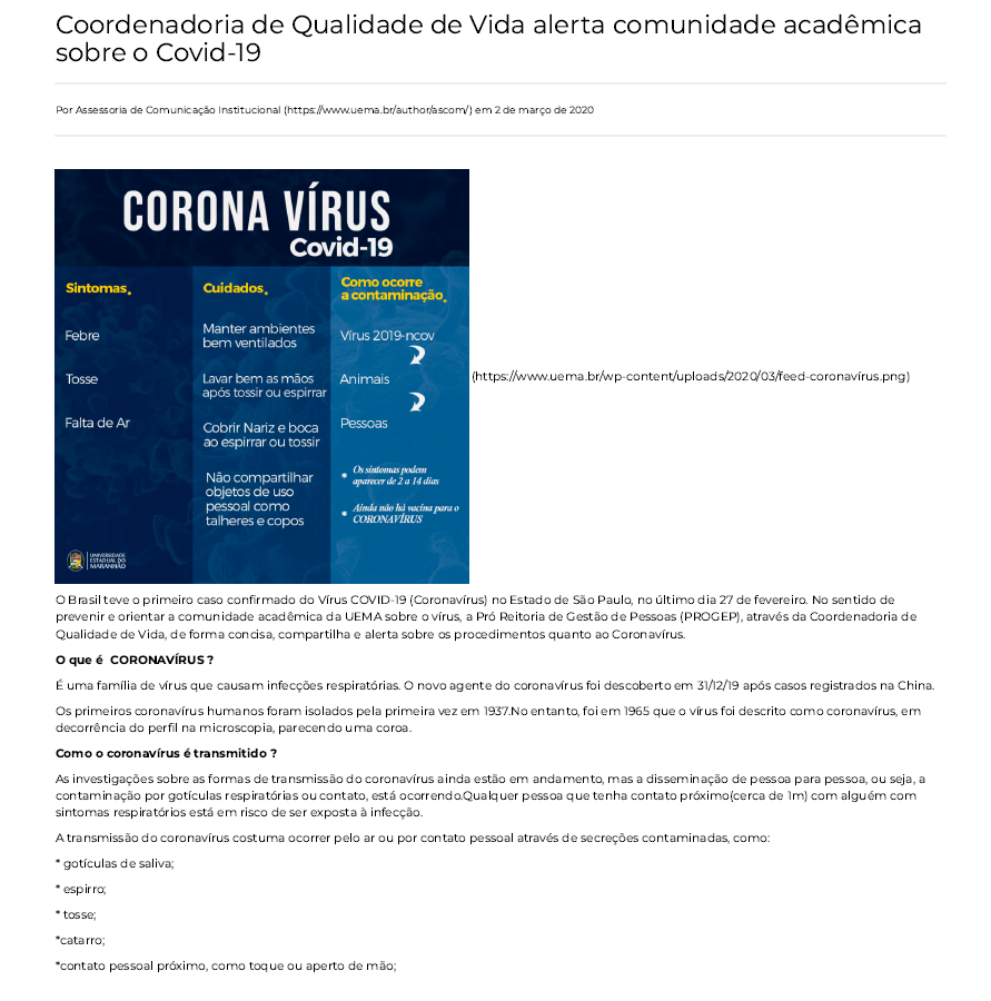 Noticia Pandemia Uema