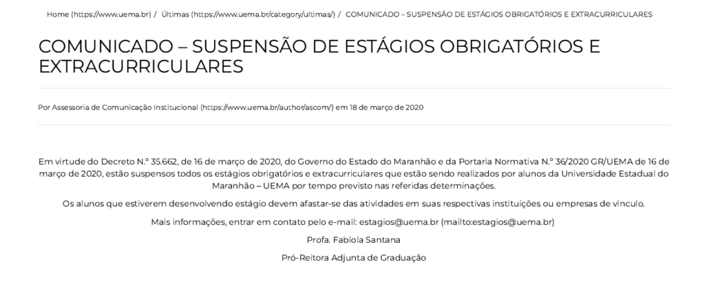 Noticia Pandemia Uema