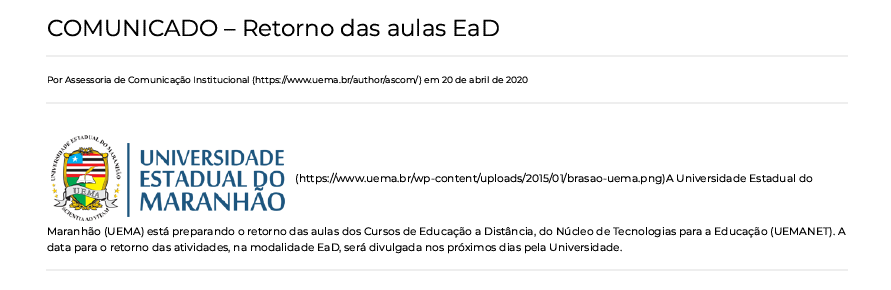 Noticia Pandemia Uema