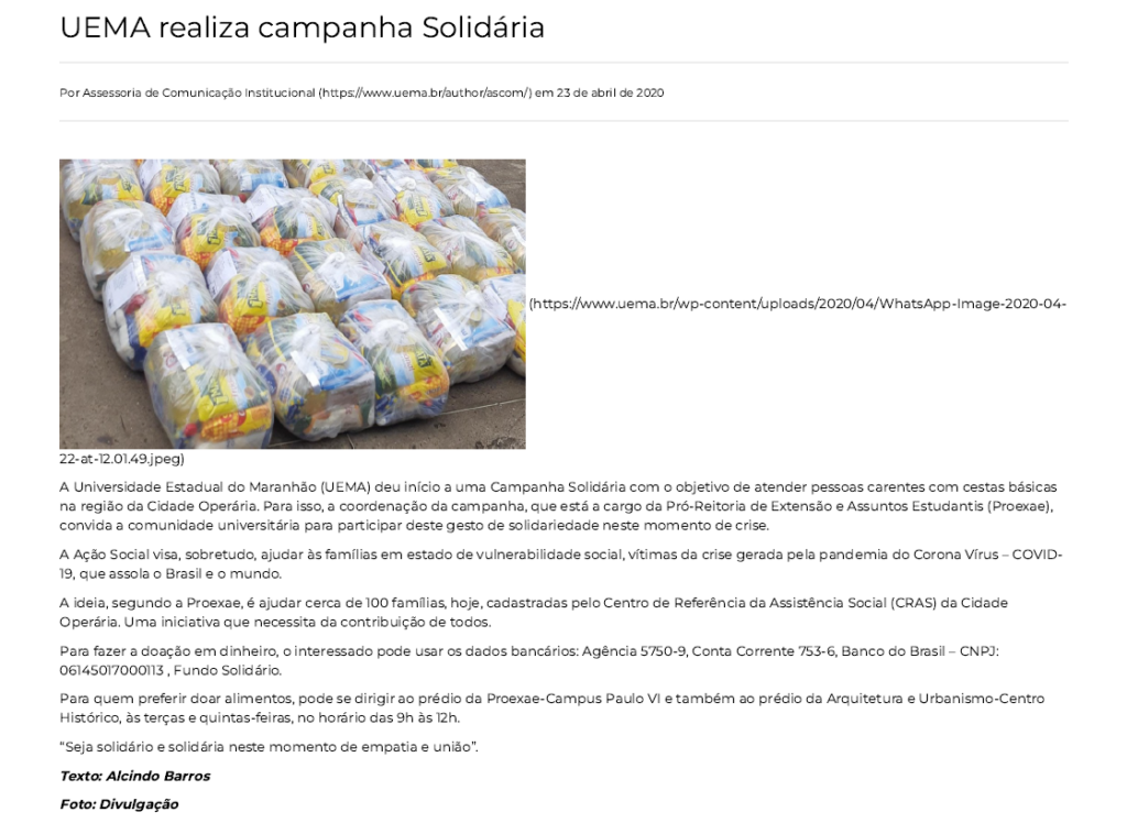 Noticia Pandemia Uema