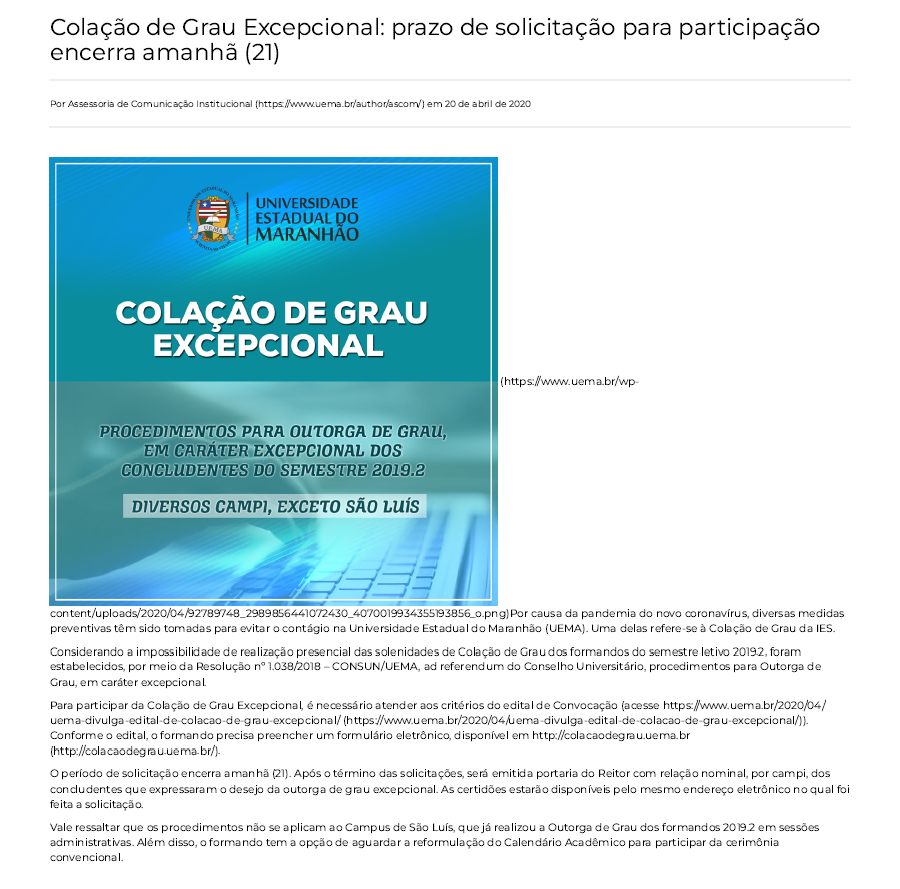 Noticia Pandemia Uema