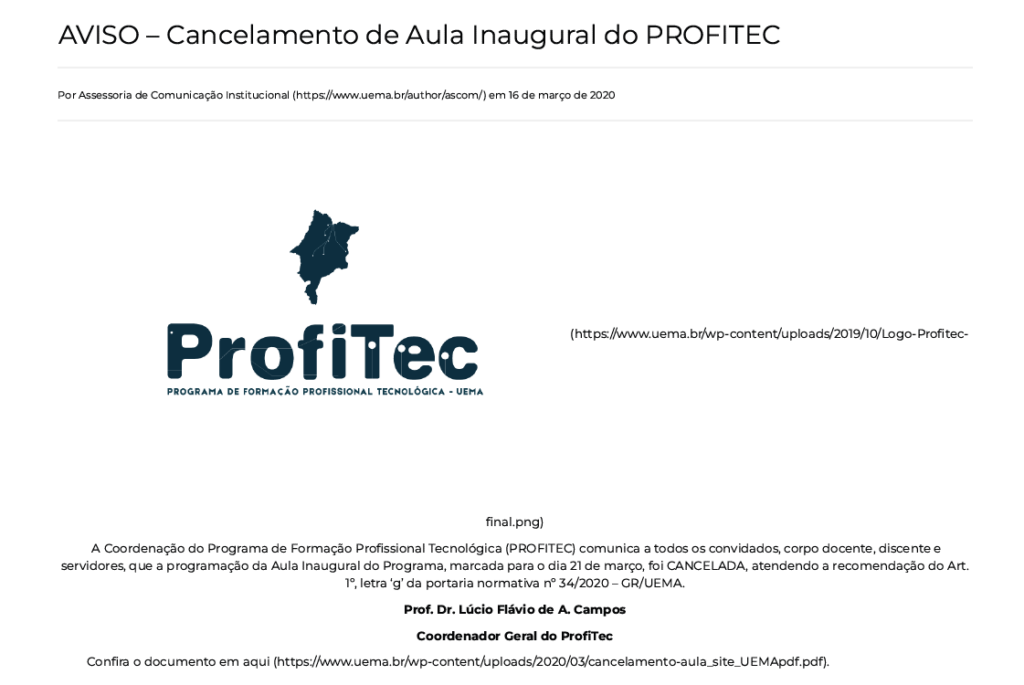 Noticia Pandemia Uema