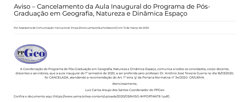 Noticia Pandemia Uema