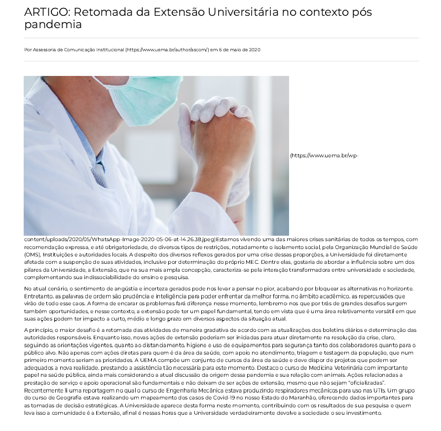 Noticia Pandemia Uema