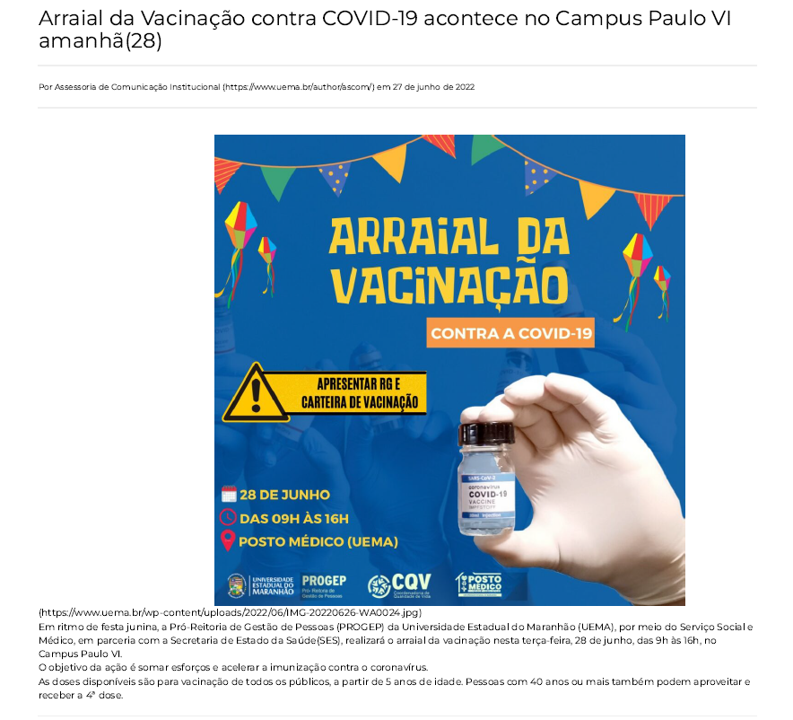 Noticia Pandemia Uema