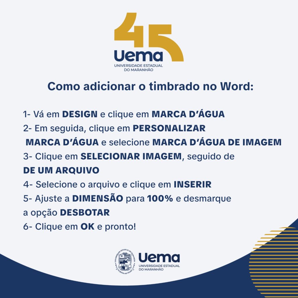 Como Adicionar Timbre Uema 45anos Word