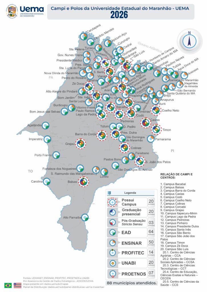 2026 Mapa Distibuicao Uema Polos E Campi